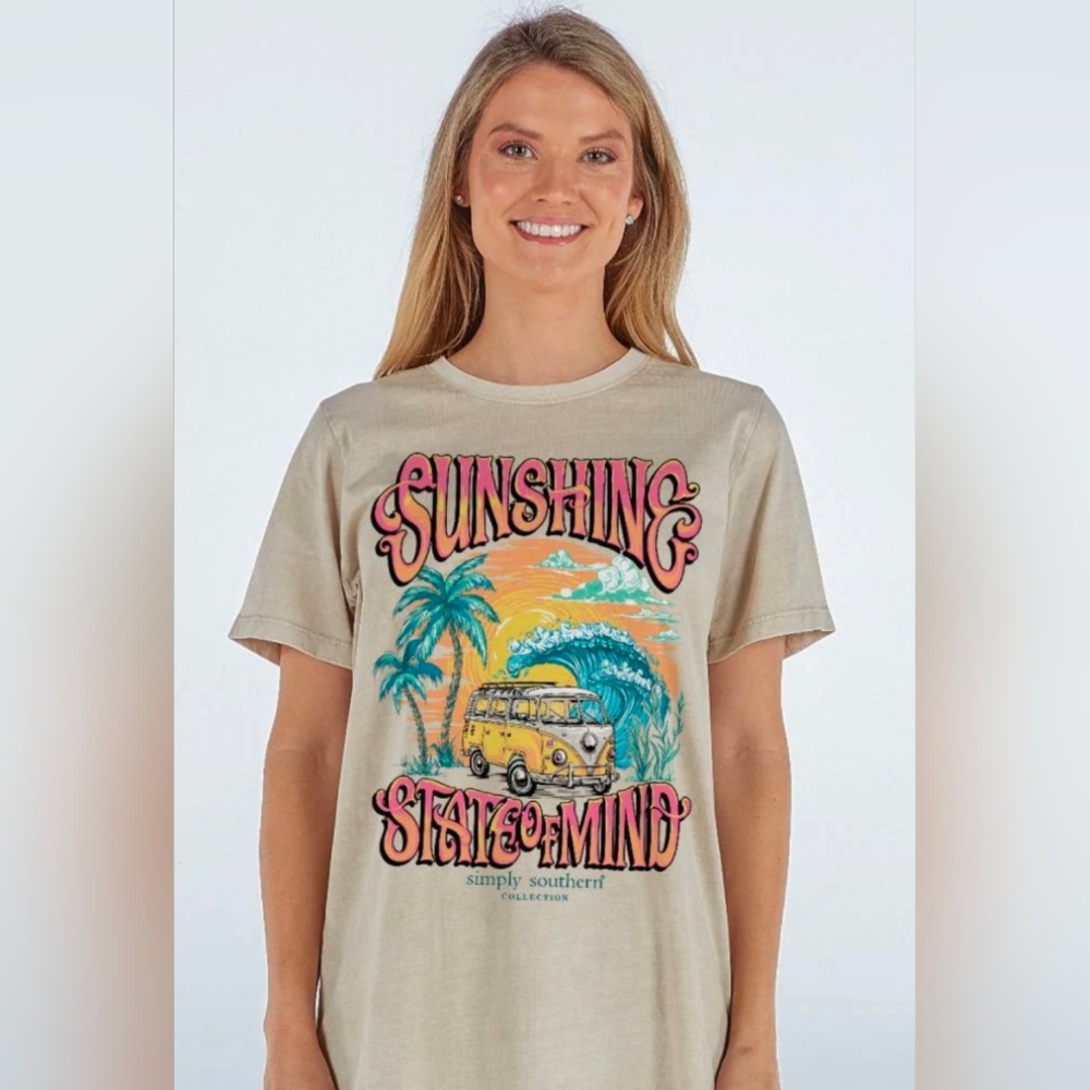 Assorted Sizes- Simply Southern Sunshine Washed Cream T-Shirt-NWT - Picture 4 of 5